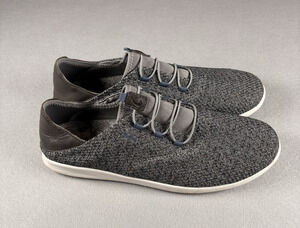 Olukai Nohea Men's Size 12 Charcoal Gray Knit Slip-On Sneaker Leather Trim